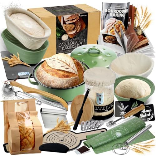 CraftZee All-Inclusive 𝗣𝗥𝗘𝗠𝗜𝗨𝗠 Sourdough Starter Kit with Pot, 34 Oz Starter ...