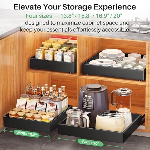 2Pack Pull out Cabinet Organizer, 21"Deep, Heavy Duty Full-extension Sli...
