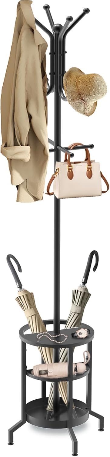 Coat Rack with Umbrella Holder, Coat Rack Freestanding