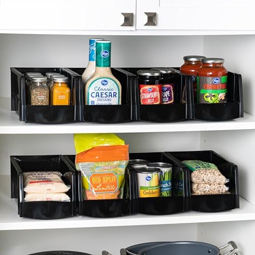 IRIS USA 8-Pack, Medium Stackable Storage Bins, Black