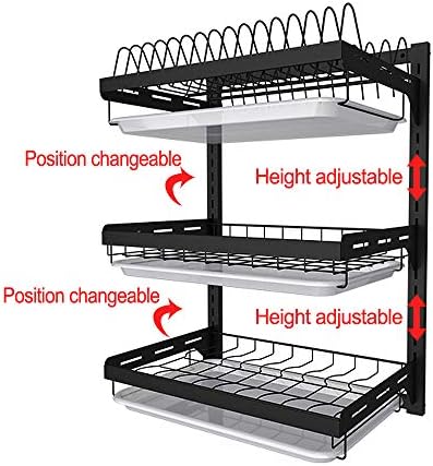junyuan Hanging Dish Drying Rack Wall Mount,Dish Racks Drainer,3 Tier Kitchen...