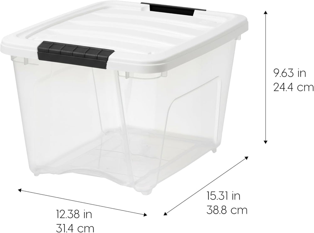 IRIS USA 19 Qt Storage Bins with Lids, 6 Pack, BPA-Free, Clear/White