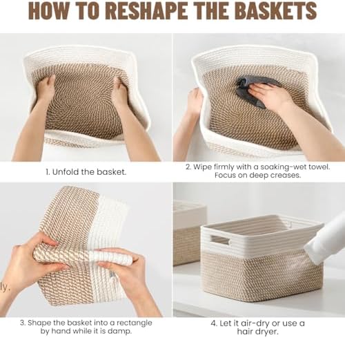 5 Pack Woven Storage Baskets, Decorative Storage Bins for Organizing