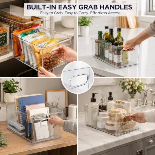 Set of 5 Stackable Fridge Organizers and Storage Bins, 2 Small, 2 Medium &amp...
