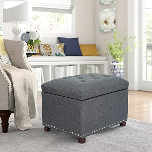 Ottoman with Storage,24" Fabric Ottoman Foot Rest with Hinged Lid Small ...