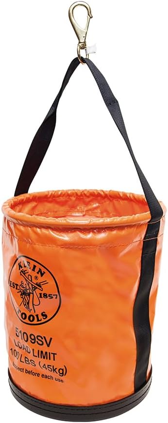 Klein Tools 5109SV Tool Bucket, Vinyl Lineman Bucket with Swivel Snap and Web...