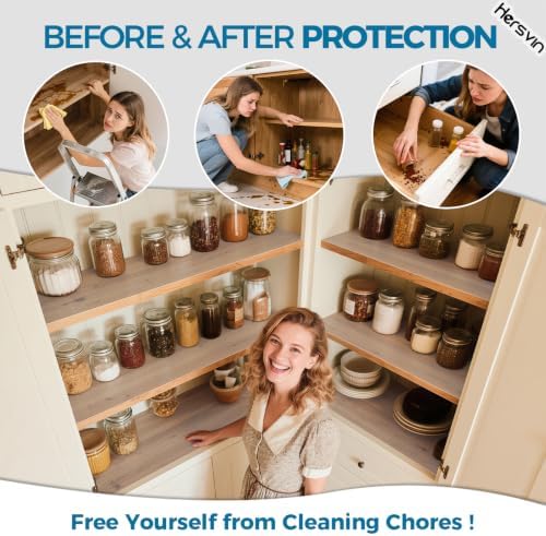 Hersvin Shelf Liners, 20in x 20ft Kitchen Drawer Mats, Non-Adhesive EVA Cupbo...