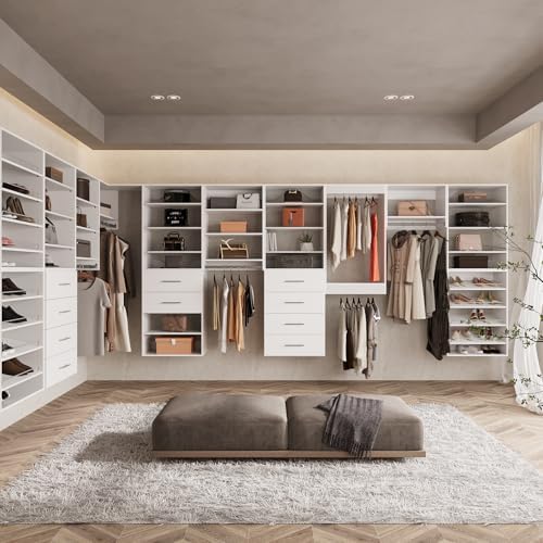 ROOMTEC Modular Closet System, 25.5" 4 Drawer Shelf Closet Tower Wall-Mo...
