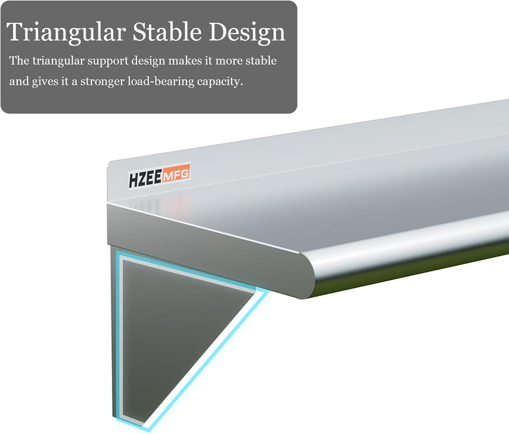 NSF Stainless Steel Wall Shelf 12x30 Inches for Commercial Kitchen