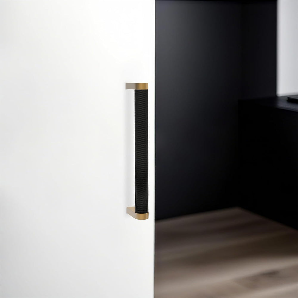 10 Pack Matte Black and Champagne Bronze Cabinet Pulls knurled 5 Inch Hole Ce...