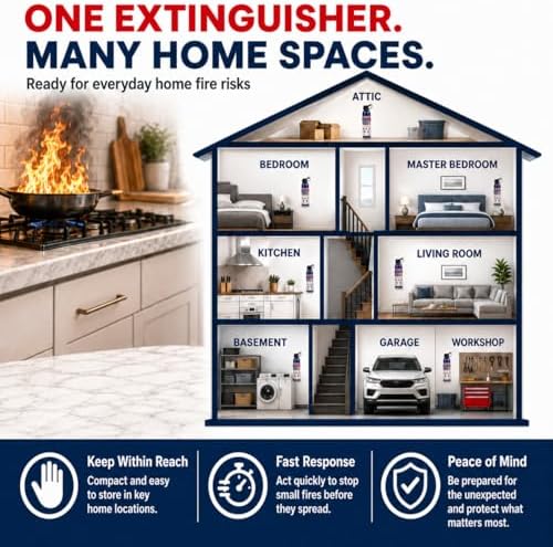 ABC Fire Extinguisher for Home & Vehicle - Compact Fire Extinguisher | Gr...