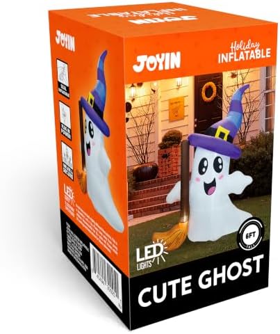 JOYIN Halloween Inflatables Ghost Outdoor Decorations, Cute Blow Up Ghost Hol...