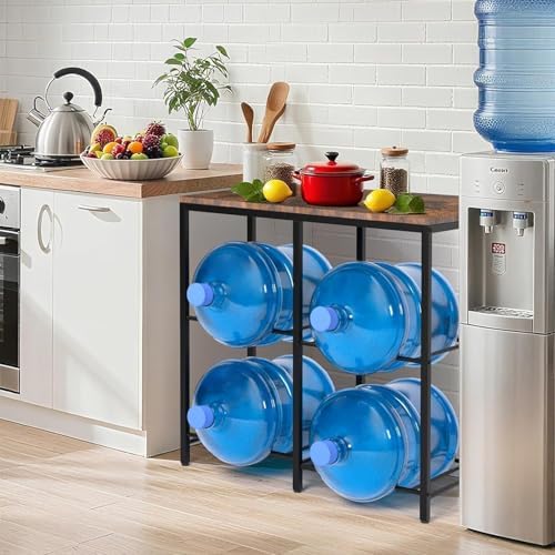 Klvied 2-Tier Water Jug Rack, 5 Gal, Wood Top