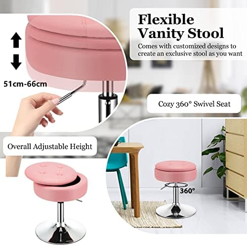 GIANTEX Adjustable Swivel Vanity Stool Set of 3, 360° Swivel 20"-26&quot...