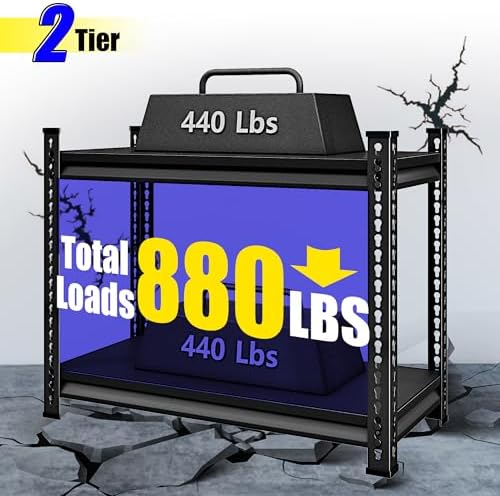 40" W Garage Shelving Heavy Duty, 900 Lbs Loads Garage Storage Shelves H...