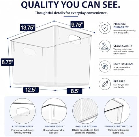 Sorbus Clear Storage Bins for Cube Shelves & Closets (Extra Large, 2 Pack)