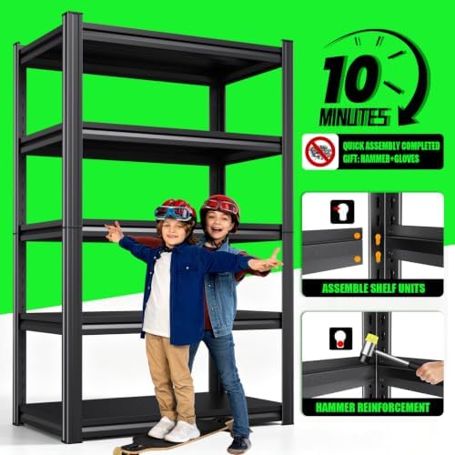 Metal Storage Shelves 5-Tier Garage Shelving Unit, 15.7" Dx35.4 Wx71.2 H...