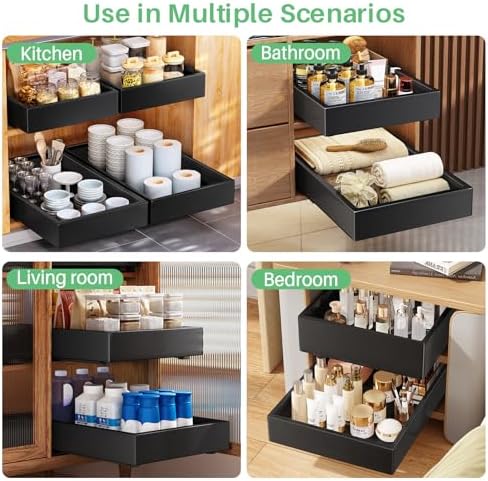 Pull out Cabinet Organizer, 21"Deep, Heavy Duty Full-Extension Slide out...