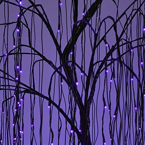 LIGHTSHARE 7 Feet Halloween Willow Tree with Spiders, 256 LED Lights for Home...