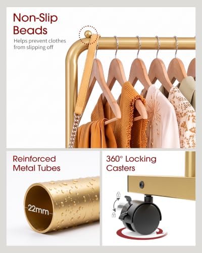 Sakugi Clothes Rack - Clothing Rack with Storage Mesh Shelf & Casters, He...