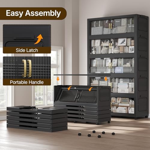 350Gal Extra Large Stackable Storage Bins with Lid, 1750QT Foldable Collapsib...