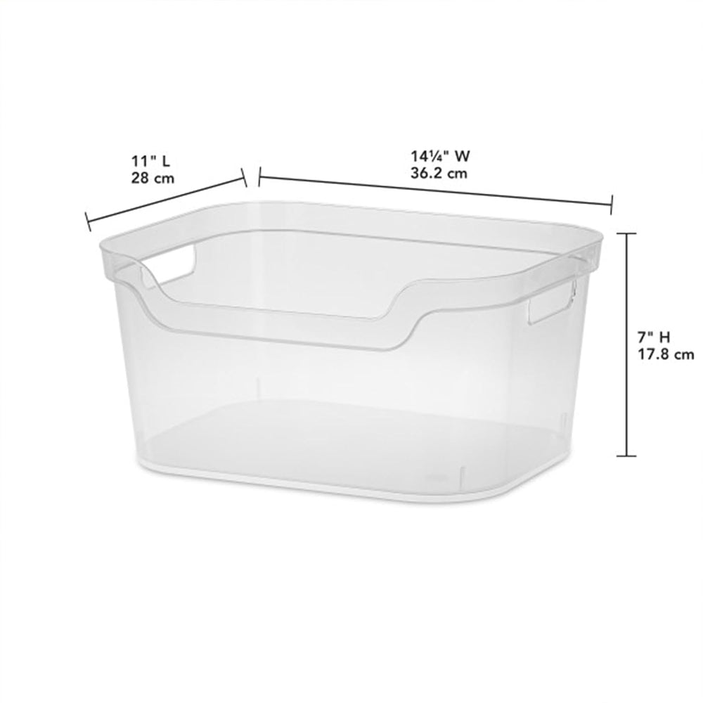 Sterilite 7 x 11 x 14.25 Inch Polished Open Scoop Front Storage Bin with Comf...