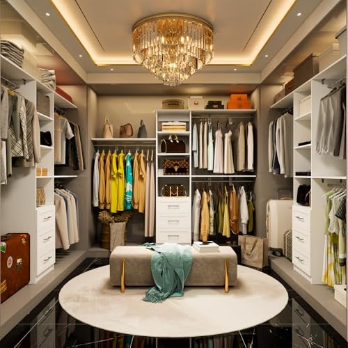 Closet System with Drawers, 5FT-8FT Closet Organizer System with Shelves &amp...