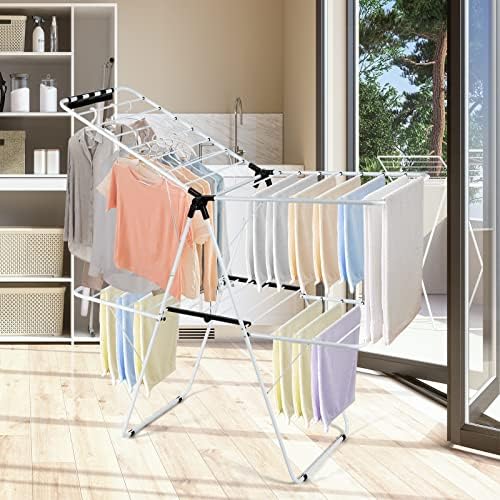 GOFLAME 2-Tier Clothes Drying Rack, Folding Laundry Dry Rack with Adjustable ...
