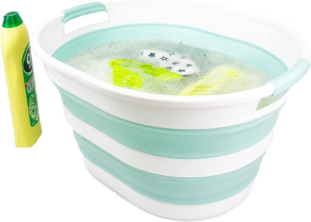 SAMMART 23L (6 Gallons) Set of 2 Collapsible Plastic Laundry Basket - Oval Tu...