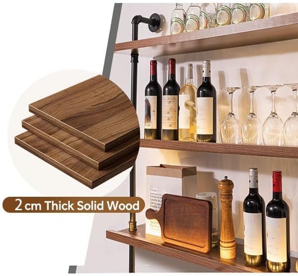 39.7in Solid Wood Wine Rack Wall Mounted with LED Light