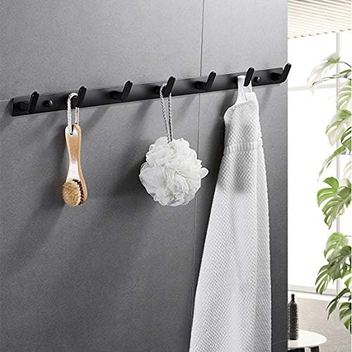 Wall Mounted Coat Rack, 7 Hooks, 25.7"x1.3", Modern, Black, 2 Pcs