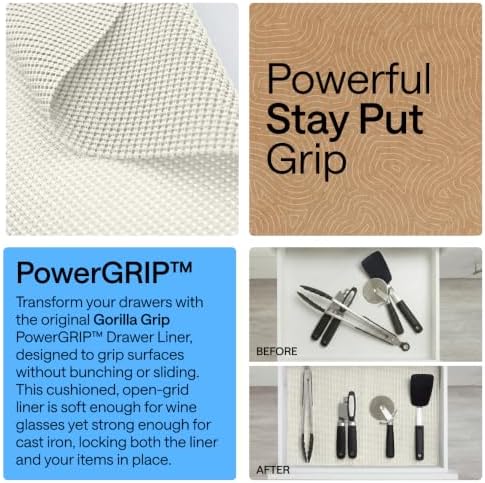 GORILLA GRIP powerGRIP Drawer Shelf and Cabinet Liner, 12" x30', Sno...