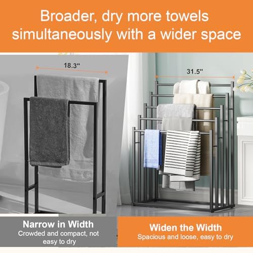Honiter Towel Racks for Bathroom, 5 Tier Wide Towel Drying Rack Outdoor, Free...