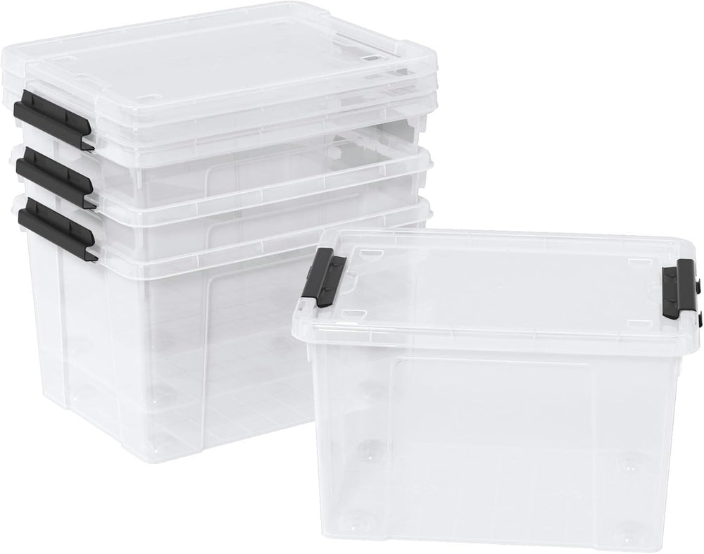 Zopnny 24 Quart Clear Plastic Storage Bin (4-Pack)