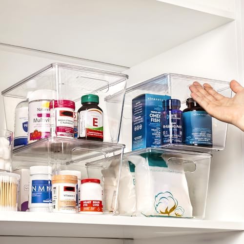 Vtopmart 10 Pack Clear Stackable Storage Bins with Lids and Handles, Large
