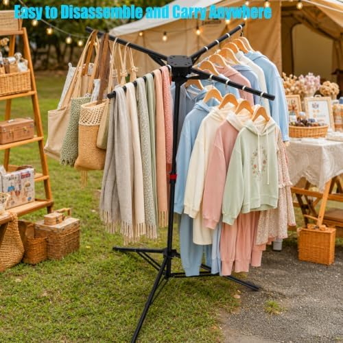 Portable Tripod Clothes Drying Rack, Foldable 4-Bar Rack for Space Saving
