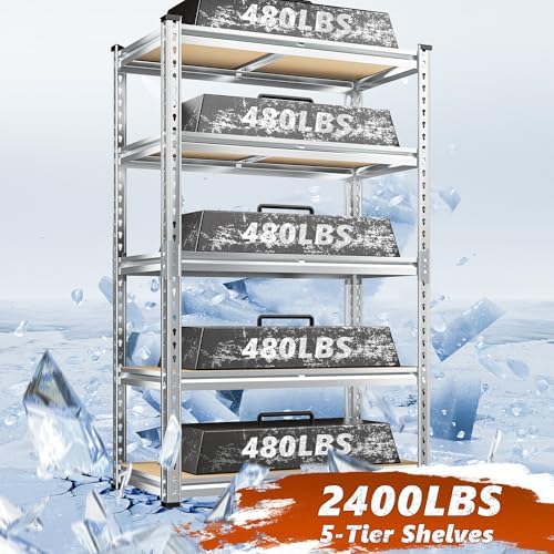 REIBII 5 Tier Garage Shelving for Pantry Garage, Adjustable Storage Shelves
