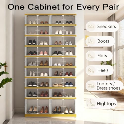 SYNCVIBE Foldable Shoe Organizer, 9 Tier, 36 Pairs, 34.2" Wide, White Go...