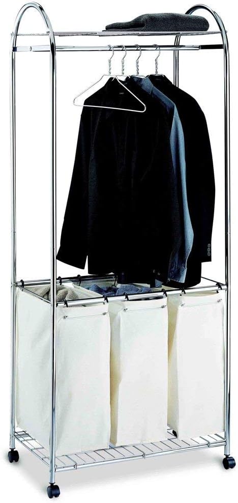 Organize It All Laundry Sorter with Canvas Bags, 3 Section Sorter, Heavy Cons...