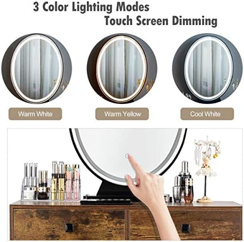 CHARMAID Makeup Vanity Table with Lighted Mirror, 3 Lighting Sets, Adjustable...
