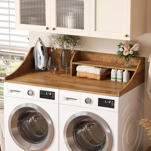Washer and Dryer Countertop, 54'' Laundry Shelf Organizer Wood Dryer ...