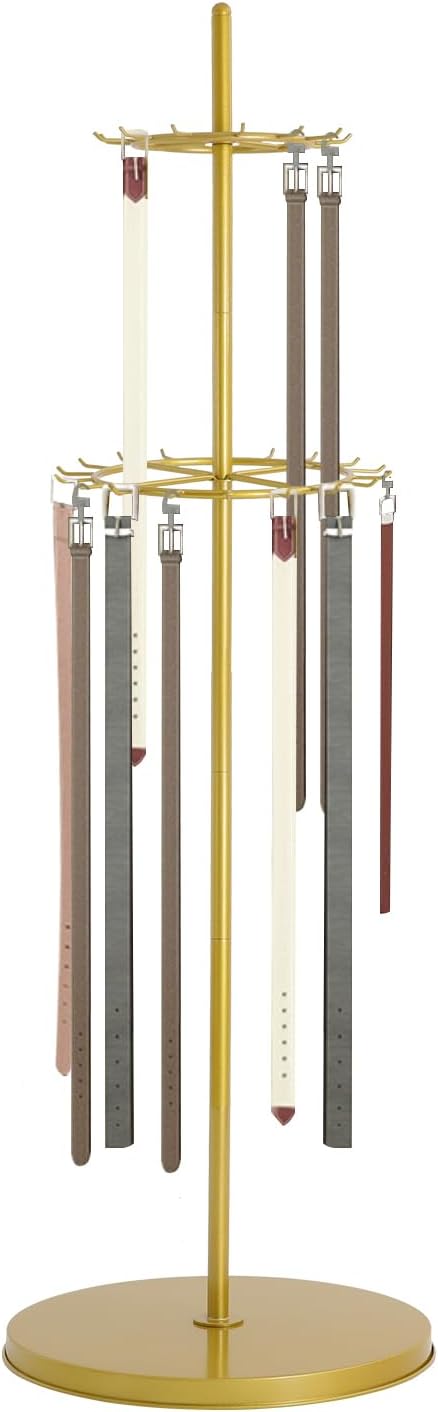 66In Floor Standing Belt Display Stand, Double-Layered Design Belt Hanger wit...