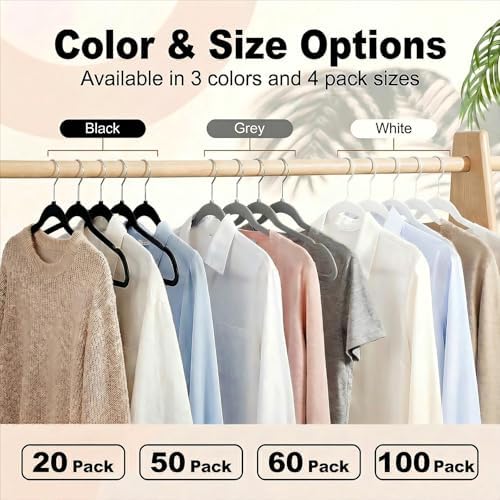 HOUSE DAY Black Plastic Hangers 50 Pack - Ultra-Thin Heavy Duty Non-Velvet