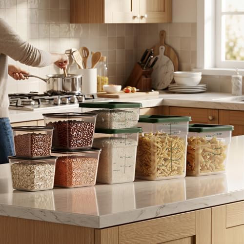 8 Pack Food Storage Containers;Stackable&Durable（0.95+1.5+2.2+3.2+4 * 4qt）