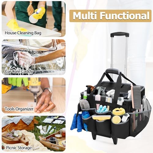 HODRANT Large Cleaning Caddy with Detachable Trolley & Shoulder Strap