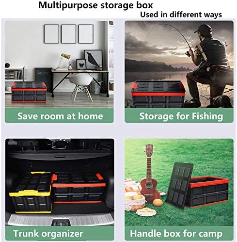 Collapsible Storage Crate, 55L(14.5Gal) Car Trunk Organizer Foldable Bin with...