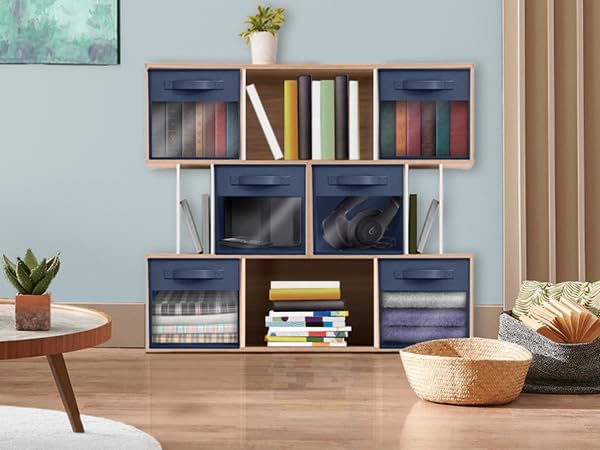 Sorbus Storage Cubes with Clear Window, 6 Pack (13 Inch, Navy Blue)