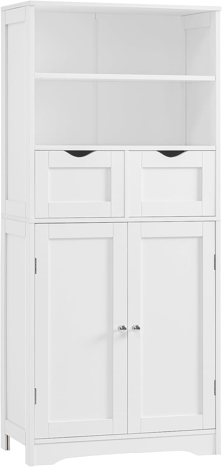 Iwell Tall Bathroom Cabinet, Storage Cabinet with Adjustable Shelves, Bathroo...