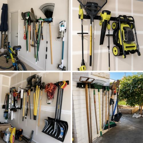 Garage Tool Organizer Wall Mount 66 inches with 13 Adjustable Heavy-Duty Hook...