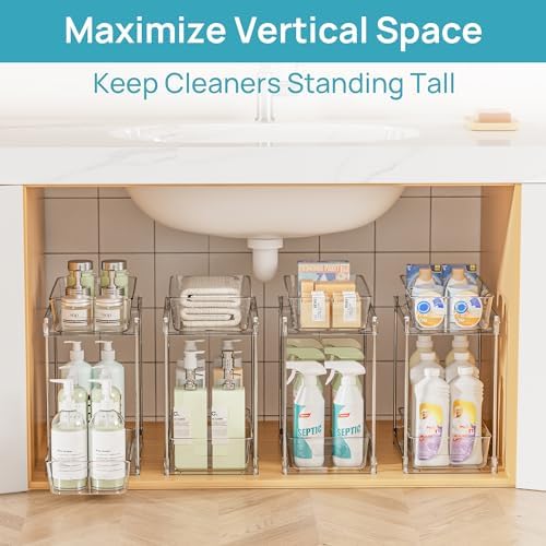 Vtopmart 4 Pack Taller Pull Out Bathroom Under Sink Organizer (S-Higher)